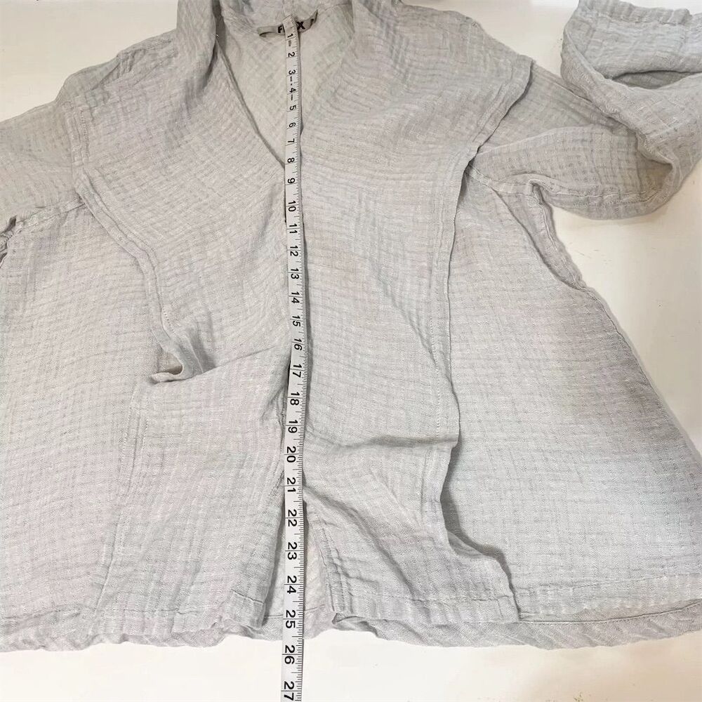 Flax Pale Blue Textured Open Front Jacket - Picture 11 of 11